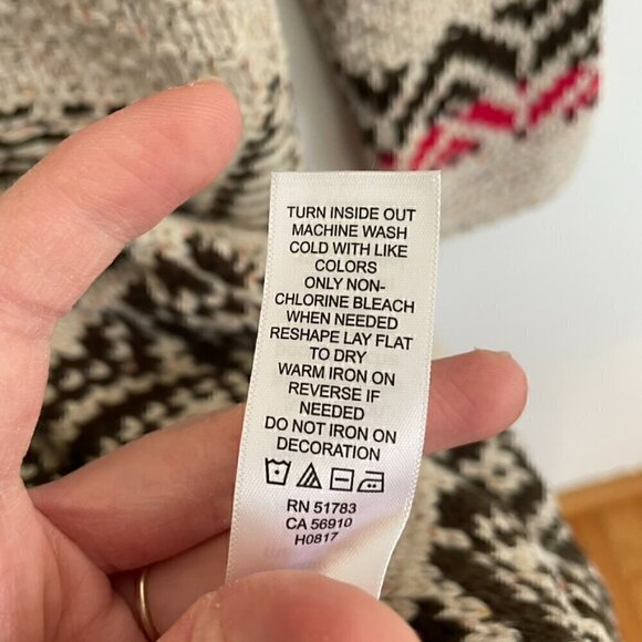 MAURICES Cream Beige Brown Pink Geometric Fair Isle Duster Long Cardigan Sweater - Picture 12 of 15